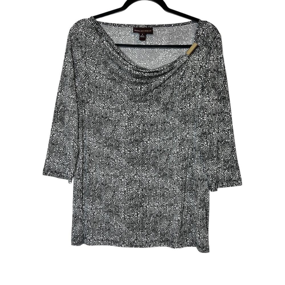 Dana Bachman Top Large Cowl Neck 3/4 Sleeve Academia Preppy Business Casual